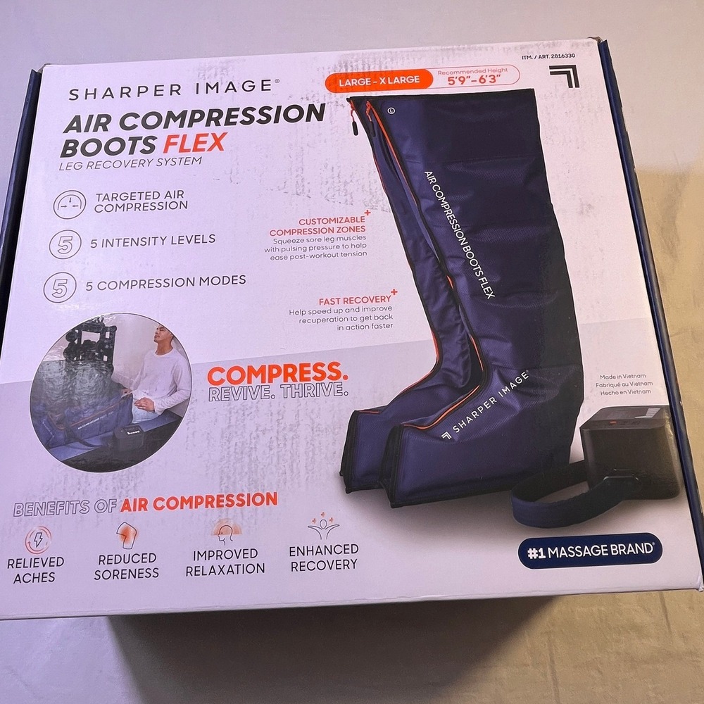 Sharper Image Air Compression Boots Flex Leg Recovery System L / XL 5'9-6'3 NOB